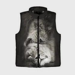 Женский жилет утепленный 3D Лев и львица