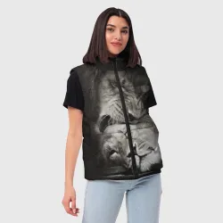 Женский жилет утепленный 3D Лев и львица - фото 2