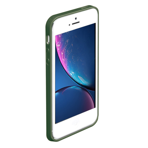 Чехол для iPhone 5/5S матовый Кот Диджей, цвет темно-зеленый - фото 2