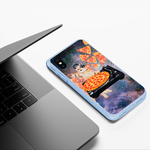 Чехол для iPhone XS Max матовый Кот Диджей, цвет голубой - фото 5