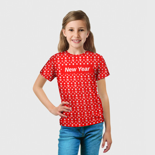 Детская футболка 3D с принтом New Year fashionable, вид сбоку #3