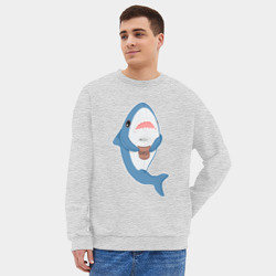 Мужской свитшот oversize без начеса хлопок Hype Shark - фото 2