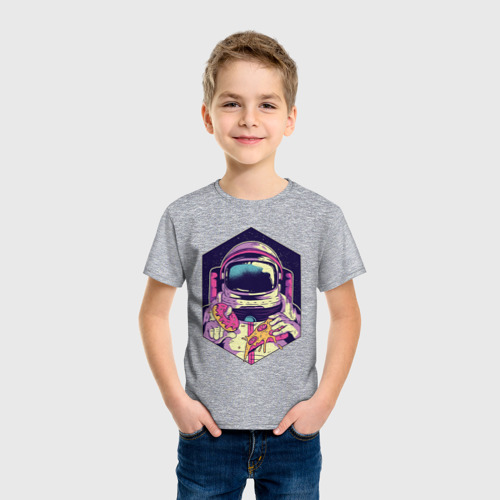 Детская футболка хлопок Космонавт с Едой, цвет меланж - фото 3