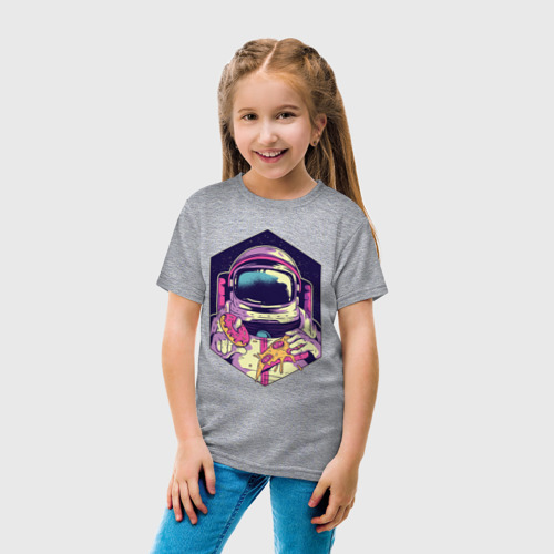 Детская футболка хлопок Космонавт с Едой, цвет меланж - фото 5