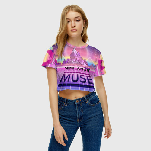 Женская футболка Crop-top 3D Simulation Theory. Muse, цвет 3D печать - фото 3