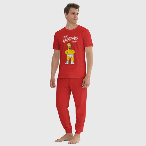 Мужская пижама хлопок Гомер Симпсон, цвет красный - фото 5