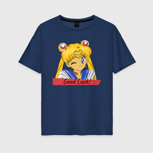 Женская футболка хлопок Oversize с принтом Sailor Moon Good Luck, вид спереди #2