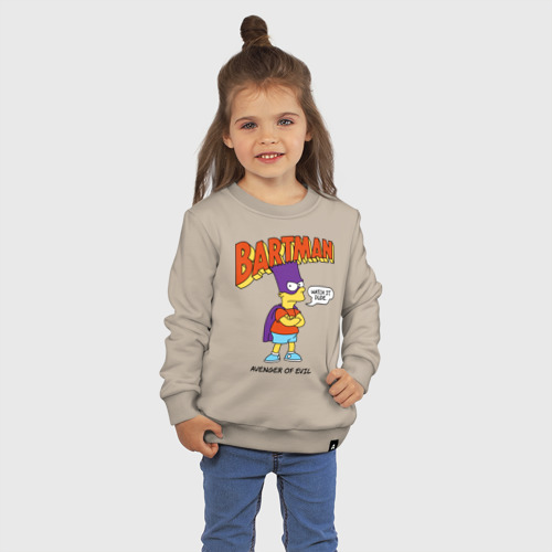 Детский свитшот хлопок с принтом Барт Симпсон, фото на моделе #1