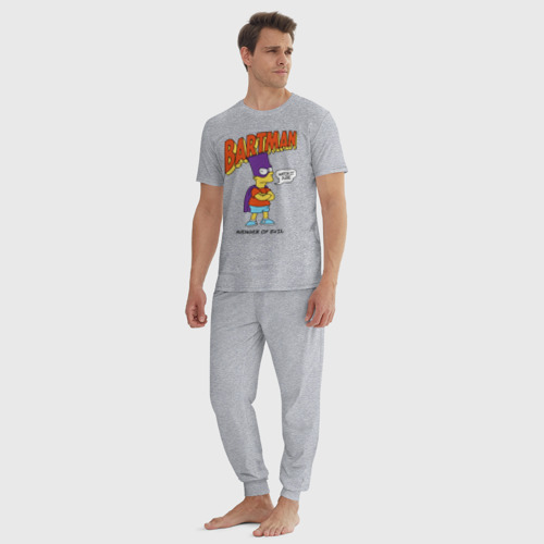Мужская пижама хлопок с принтом Барт Симпсон, вид сбоку #3