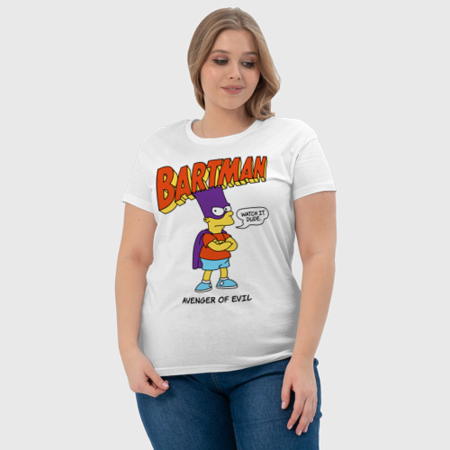 Женская футболка хлопок с принтом Барт Симпсон, фото #4