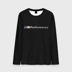 Мужской лонгслив 3D BMW performance чёрный БМВ