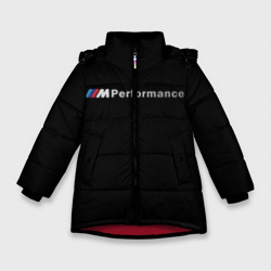 Зимняя куртка для девочек 3D BMW performance чёрный БМВ