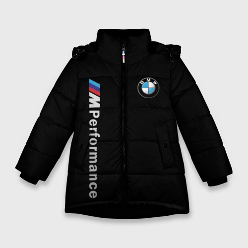 Зимняя куртка для девочек 3D с принтом BMW performance БМВ, вид спереди #2