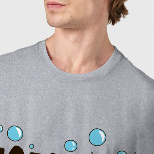 Мужская футболка хлопок Болен рыбалкой, цвет меланж - фото 6