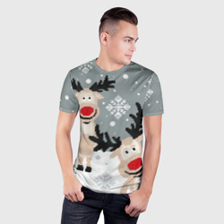 Мужская футболка 3D Slim Свитер с оленями - фото 2