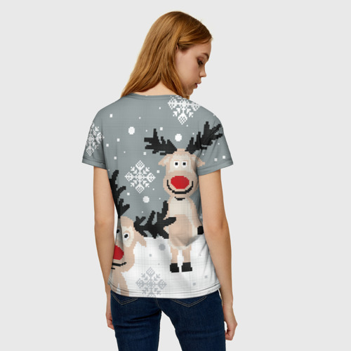 Женская футболка 3D Свитер с оленями, цвет 3D печать - фото 4