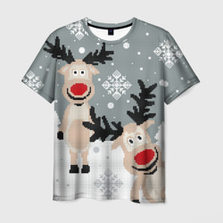 Мужская футболка 3D Свитер с оленями
