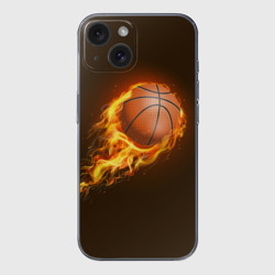 Чехол для iPhone 15 силиконовый с защитой камеры Баскетбол