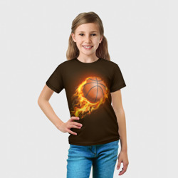 Футболка с принтом Баскетбол для ребенка, вид на модели спереди №3. Цвет основы: белый