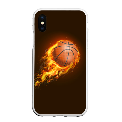 Чехол для iPhone XS Max матовый Баскетбол, цвет белый