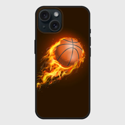 Чехол силиконовый для Apple iPhone 15 матовый Баскетбол
