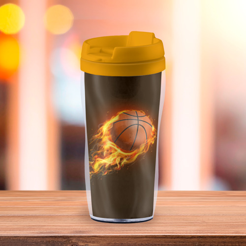 Термокружка-непроливайка Баскетбол, цвет желтый - фото 3
