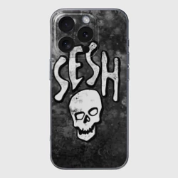 Чехол для iPhone 16 Pro Max силиконовый с защитой камеры Sesh Team Bones