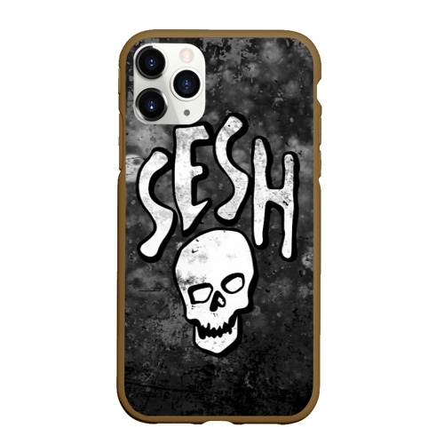 Чехол для iPhone 11 Pro Max матовый Sesh Team Bones, цвет коричневый