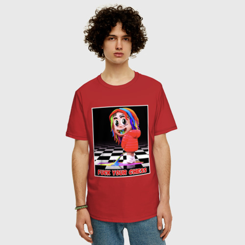 Мужская футболка хлопок Oversize с принтом 6ix9ine, фото на моделе #1