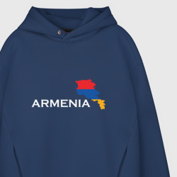 Худи с принтом Армения для мужчины, вид на модели спереди №3. Цвет основы: темно-синий