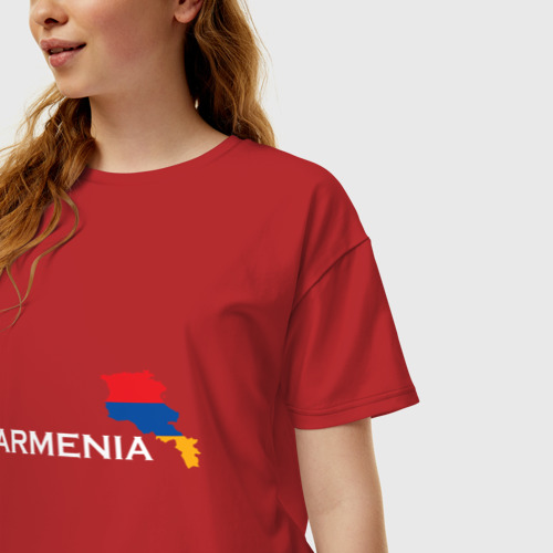 Женская футболка хлопок Oversize Армения, цвет красный - фото 3