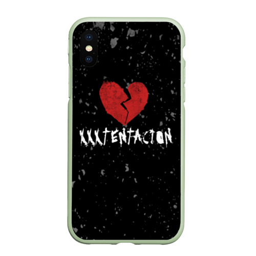 Чехол для iPhone XS Max матовый XXXTentacion Red Broken Heart, цвет салатовый