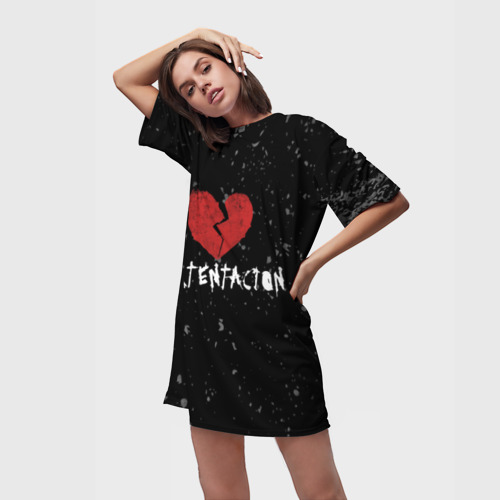 Платье-футболка 3D XXXTentacion Red Broken Heart, цвет 3D печать - фото 3