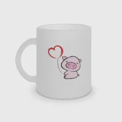 Кружка матовая стеклянная Pig Love