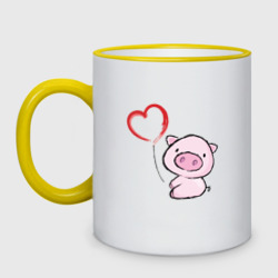 Кружка двухцветная Pig Love