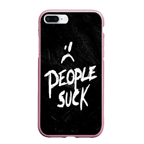 Чехол для iPhone 7Plus/8 Plus матовый XXXTentacion: People Suck :(, цвет розовый