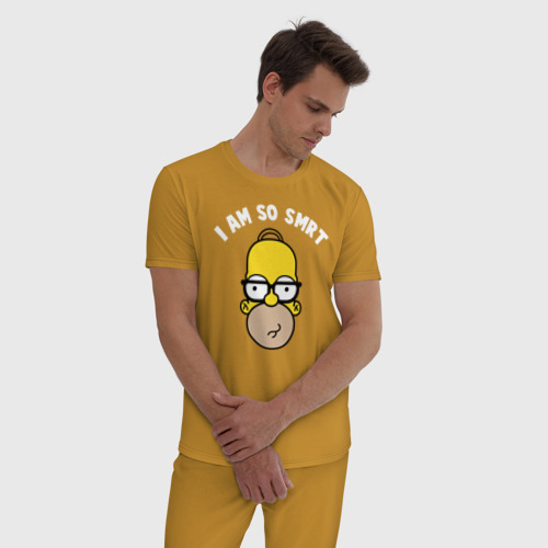 Мужская пижама хлопок с принтом Гомер Симпсон, фото на моделе #1