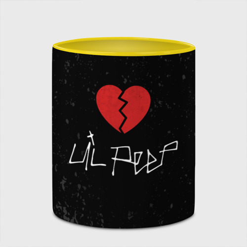 Кружка с полной запечаткой Lil Peep Broken Heart, цвет белый + желтый - фото 4