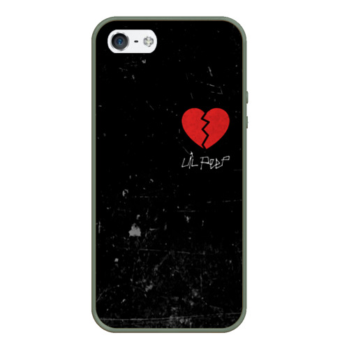 Чехол для iPhone 5/5S матовый Lil Peep Broken Heart, цвет темно-зеленый