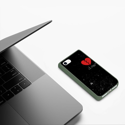 Чехол для iPhone 5/5S матовый Lil Peep Broken Heart, цвет темно-зеленый - фото 5