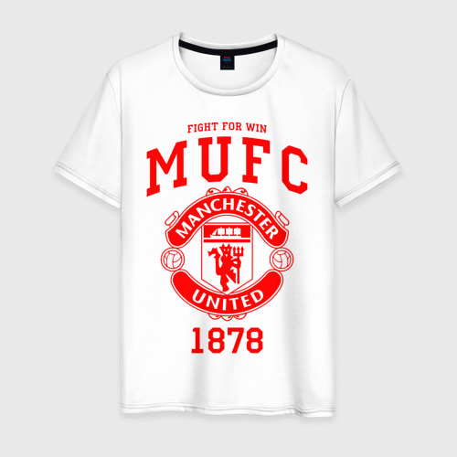 Мужская футболка из хлопка с принтом Манчестер Юнайтед, вид спереди №1