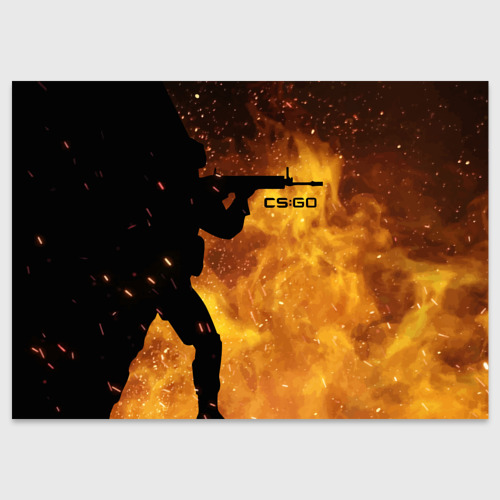 Поздравительная открытка CS:GO Fire, цвет белый