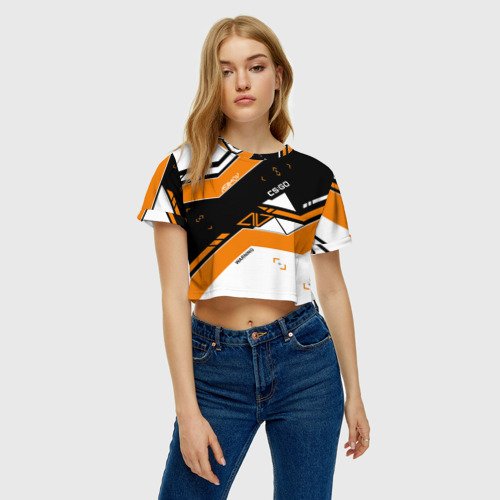 Женская футболка Crop-top 3D CS:GO - Asiimov Inverted, цвет 3D печать - фото 3