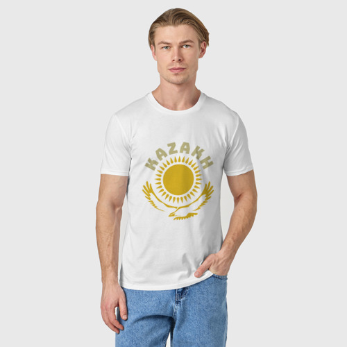 Мужская футболка хлопок Казах, цвет белый - фото 3