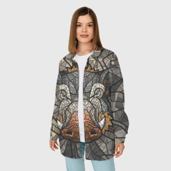 Женская рубашка oversize 3D Кабан - витраж мозайка - фото 2