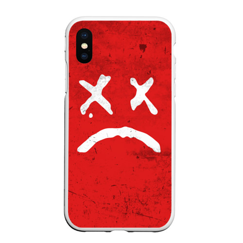 Чехол для iPhone XS Max матовый Lil Peep Sad Face, цвет белый