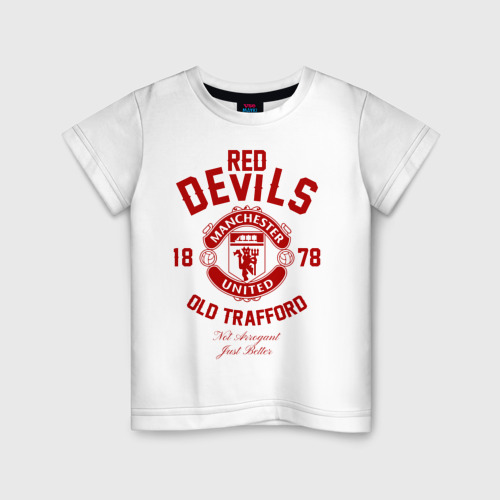 Детская футболка хлопок с принтом Манчестер Юнайтед, вид спереди #2