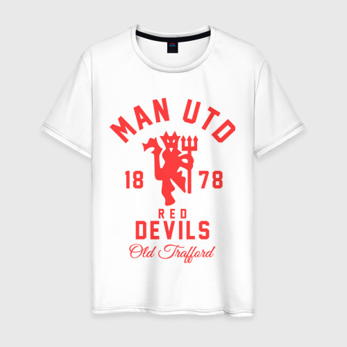 Мужская футболка из хлопка с принтом Манчестер Юнайтед, вид спереди №1
