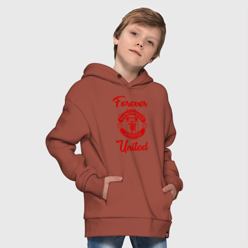 Детское худи Oversize хлопок Манчестер Юнайтед, цвет кирпичный - фото 9