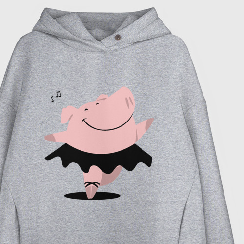 Женское худи Oversize хлопок Dancing Pig, цвет меланж - фото 3